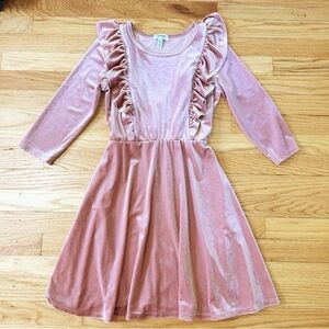 Speechless Kids Girls’ Velvet Ruffle Dress – Blush Pink, Size XL / 16